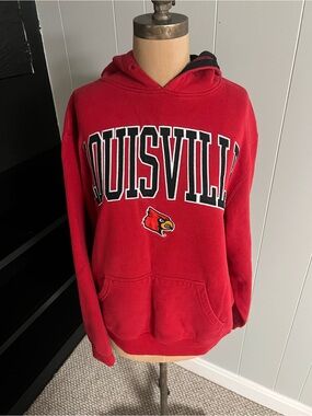 Louisville Cardinals Red Hooded Sweatshirt with Cardinal Logo